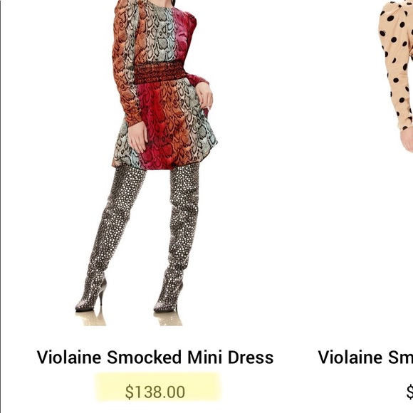 NWT AFRM Violaine Smocked Snake Print Mini Dress - Picture 10 of 15